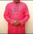 Semi-Long Men's Cotton Yellow Panjabi - Comfortable and Suitable for All Seasons and Occasions. 