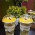25 Pieces Clear Disposal One Time Glass Juice Glass / Cake Jar Set (Glass With Lid), 350ml.