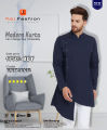 Raj Fashion Men Blue Solid Asymmetric Hemline A-Line Kurta.