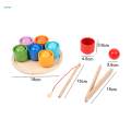 Rainbow Balls in Cups Wooden Sorter Game Wooden Sorting Balls Toys for Primary Activity Kindergarten.