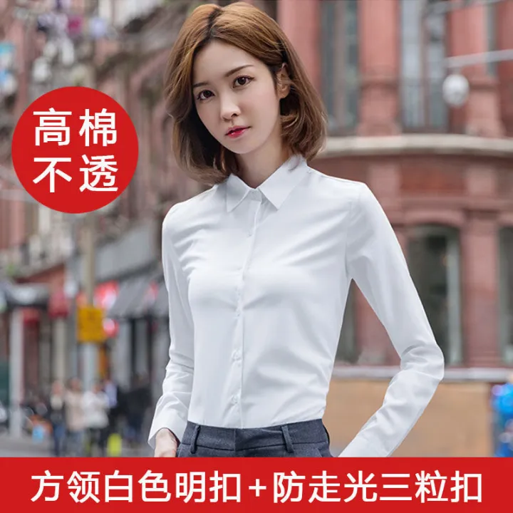 VCollar%20Professional%20White%20Shirt%20Women's%20Spring%20and%20Autumn%20Cotton%20Temperament%20Interview%20Formal%20Wear%20Hotel%20Low%20Collar%20Work%20Clothes%20Student%20Shirt%20-%20Image%207