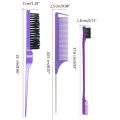 3Pcs Slick Back Hair Brush Set Bristle Hair Brush Brush Teasing Comb for Women Baby Kids Black Hair.