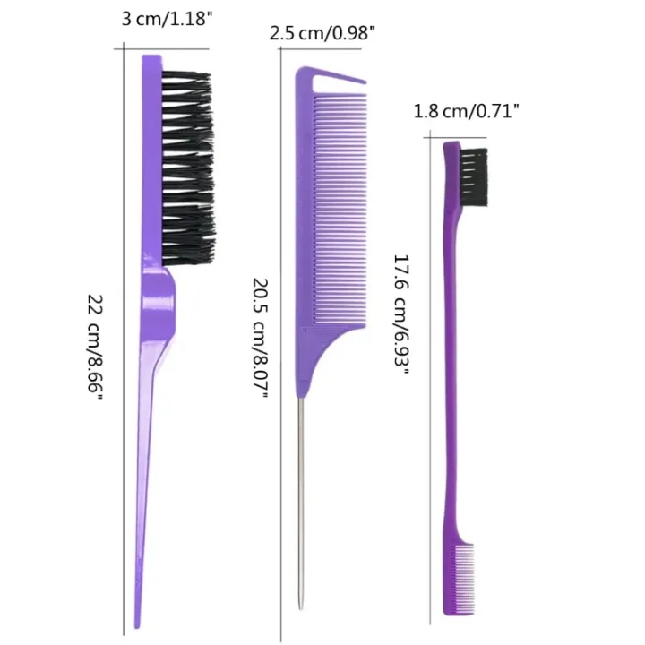 3Pcs%20Slick%20Back%20Hair%20Brush%20Set%20Bristle%20Hair%20Brush%20Brush%20Teasing%20Comb%20for%20Women%20Baby%20Kids%20Black%20Hair%20-%20Image%205