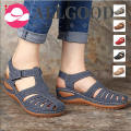 Women's Wedge Sandals Leather heels Slipper Anti Slip Plus Size Jelly Shoes Closed Toe Hook and Loop Sandal. 