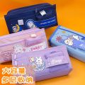 Canvas Pen Bag Large Capacity Girl ins Japanese Style Stationery Box Popular Student Stationery Storage Pencil Box. 