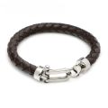 8mm Genuine Leather Men Bracelet 316L Stainless Steel Lobster OT Clasp Bracelet Retro Bangles Jewelry. 