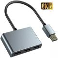 DisplayPort 1x3 Splitter MST SST Adapter DP1.4 Hub 8K@60Hz 4K@120Hz Multi Monitor Splitter for Extended Display and Mirror Mode.