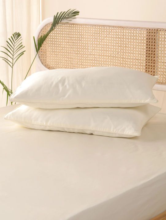 300 TC Fitted sheet with pillow covers - 100% Cotton Sateen - Ivory