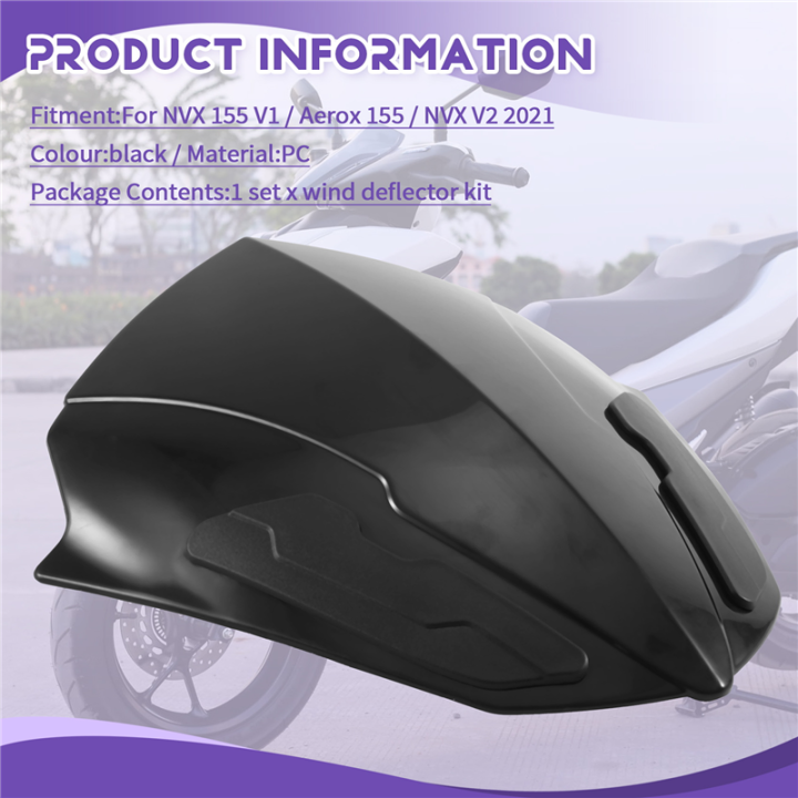 Motorcycle%20Windshield%20WindScreen%20Visor%20Viser%20for%20155%20V1%20/%20Aerox%20155%20/%20V2%202021%20Black%20-%20Image%203