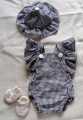 Baby romper bodysuit dress with hat & crochet shoe- 0 months - 24 months. 