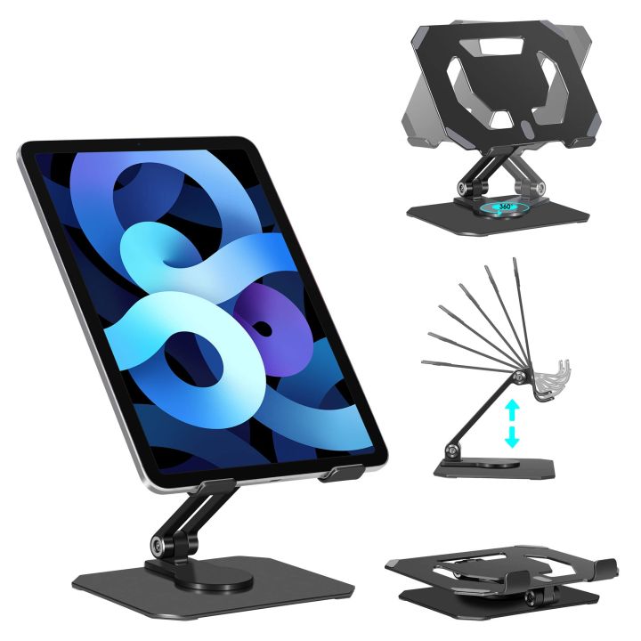 Tablet%20Stand%20Holder%20for%20Desk,%20360%C2%B0Rotating%20Adjustable%20Aluminum%20Portable%20Stand%20Holder%20Desktop%20Foldable%20Dock%20Heavy%20Duty%20Metal%20Base%20Compatible%20with%20iPad%207/8/9th,iPad%20Air%205/4,iPad%20Pro%2011/12.9%20-%20Image%205