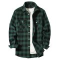 Happy Night Men's Shirts Button-Up Classic Plaid Smart Casual Flannel Shirt Long Sleeved Chest Two Pockets Design Spring Autumn Men Tops. 