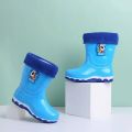 Children's High Top Rain Boots Boys And Girls Soft Bottom Non Slip Waterproof Were Resistant Plush Warm Candycolor Rain Boots. 