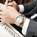 Light Up Watch Dial Full Luminous Face 40mm Easy Reader Steel Strap 3ATM.