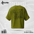 Avro Premium Men's Semi Drop Shoulder T shirt Olive Color - Rare Rabbit - Cotton Fabric Soft & Comfortable - Tshirt For Men.