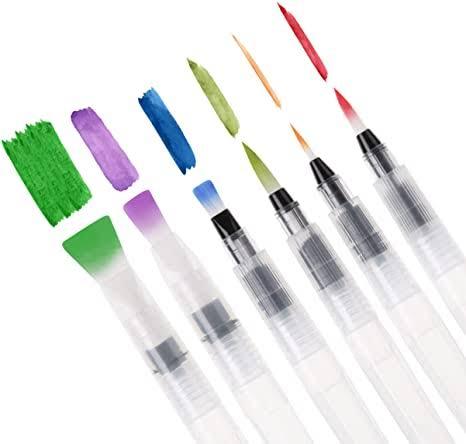 Water Color Brush Pen Set: Ohuhu Set of 6 Watercolor Paint Brushes for Water Soluble Colored Pencil Watercolor Water-Base Markers Powdered Pigment Watercolor Paints Ideal for Adults Teens Artists