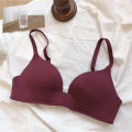 Japanese Style Seamless Glossy Push-up Underwear Women's Simple Solid Color Wireless Comfortable Triangle Cup Bra Big Chest Small. 