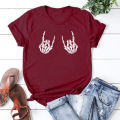 Rock on Skeleton Hands T Shirt Skeleton Metal Fingers Shirt Funny Halloween Tee Women Graphic Tees Goth T-shirt Unisex Tshirts.