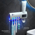 【Limited-time offer】 UV Light Sterilizer Toothbrush Holder Cleaner Toothpaste Dispenser Wall Mount Creek. 