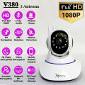 Premium Quality - V380 2MP HD 1080p Night Vision Wireless Wifi IP Camera with 2 Way Audio Rotate 3 Anthena Camera. 