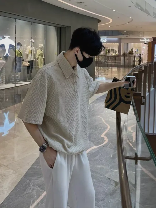 %E3%80%90Alien%20Alien%E3%80%91%202023%20Summer%20New%20Waffle%20Short%20Sleeve%20Polo%20Shirt%20Men%20Lapel%20Casual%20Loose%20Solid%20Color%20Lapel%20Button%20Up%20Designer%20Polo%20T%20Shirt%20for%20Male%20-%20Image%204