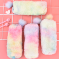 Fluffy Soft Rainbow Pencil Case Cute Novelty Gradient Faux Fur Pen Pouch Stationery Creative Plush Holder Pouch Simple Storage Bag. 