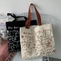 TandG Canvas Zipper Tote Bag with Cute Cats Design for Women Trendy Off-White.
