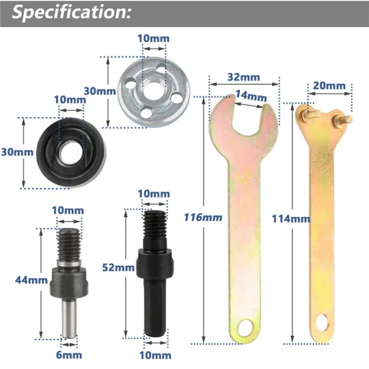 2X%20Drill%20Angle%20Grinder%20Adapter%20with%20Flange%20Nut%20Parts%20Set,6Set%20Replacement%20Grinder%20Flange%20Nuts%20and%20Wrench%20Conversion%20Tool%20-%20Image%205