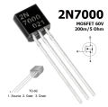 5Pcs- 7000 Transistor 2N7000 Transistor 2N7000 MOSFET 60V 200mA N-Channel Transistor MOSFET TO-92 Package 3 Pin Leads.
