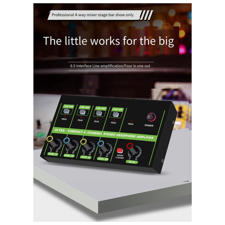 Portable%204-Way%20Audio%20Mixer,%204-in%20and%201-Out%20Stereo%20Mixer,%20Small%20DJ%20Mixer%20Easy%20Install%20Easy%20to%20Use%20-%20Image%208