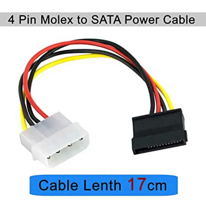 Projector Molex to SATA Cable, 15 Pin SATA to 4 Pin Molex Power Adapter Cable Cord for SATA Hard Drives and CD ROM Drives Multicolor