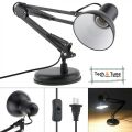 Metal Swing Arm Desk Lamps Gooseneck Clamp Lamp For Home Office Adjustable Architect Table Lamp Desk Light, Reading Lamp for Bedroom Study Room Black Red (Bulb Not Included). 