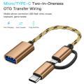 2 in1 OTG USB Cable Adapter Micro USB Type C To USB Converter Mini Short Microusb Cable USB C Charging Charger Cable. 