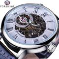 FORSINING Fucini Fashion Retro Manual Mechanical Watch Men's Hollow Luminous Waterproof Leather Belt Mechanical Watch.