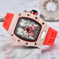 Hengbolong wood grain hollow men's watch new fashion business barrel quartz watch net red watch wholesale.