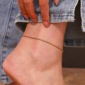E.B.belle Twists Chain Anklet Minimalist 18K Gold Plated Stainless Steel Bracelet on the Leg Jewel Accessories for Women Gift. 