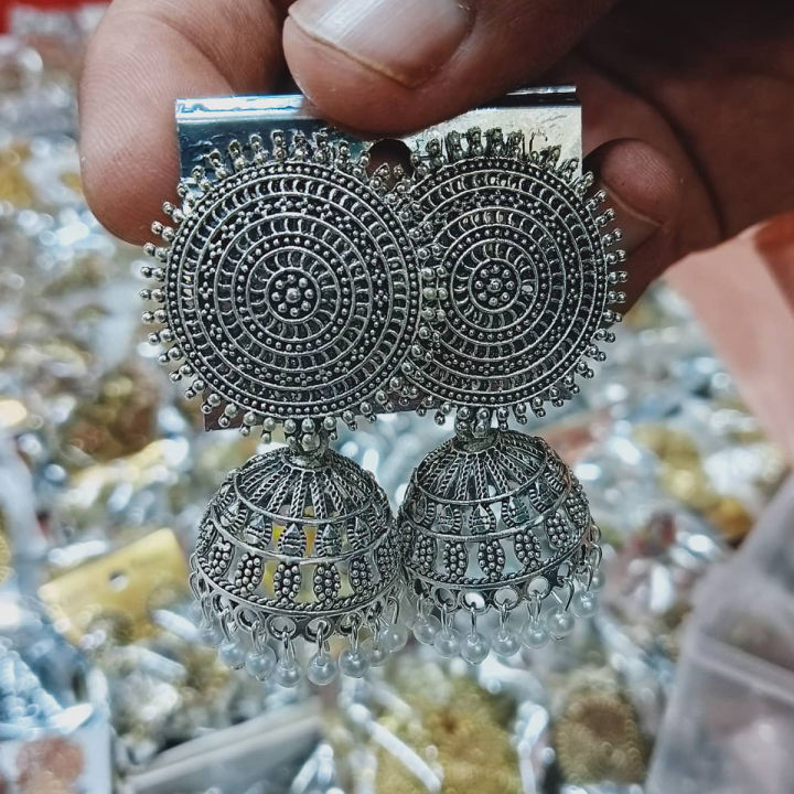 Antique silver Metal Earring Jhumka
