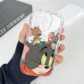 Jizetin for Realme C55 / Narzo N55 Back Cover Cartoon Cat Mouse Cream Wavy Edge Soft Silicone Phone Case. 