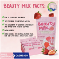 Beauty Milk Premium Japanese Strawberry Glutathione & Collagen Drink 180 GM (18GM*10 Sachet) Glutathione, Swiss Collagen,  Citocolin, Astaxanthin, Strawberry, Asecola Cherry, Furnblock, Malberry, Rosehip, L-Carnitine, Whitening, Brightening, Skin Glowing. 