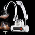 Electric instant hot water tap with hand shower. 