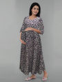 Linen Double Zipper Brest Feeding Maternity Kuchi Maxi For Women. 
