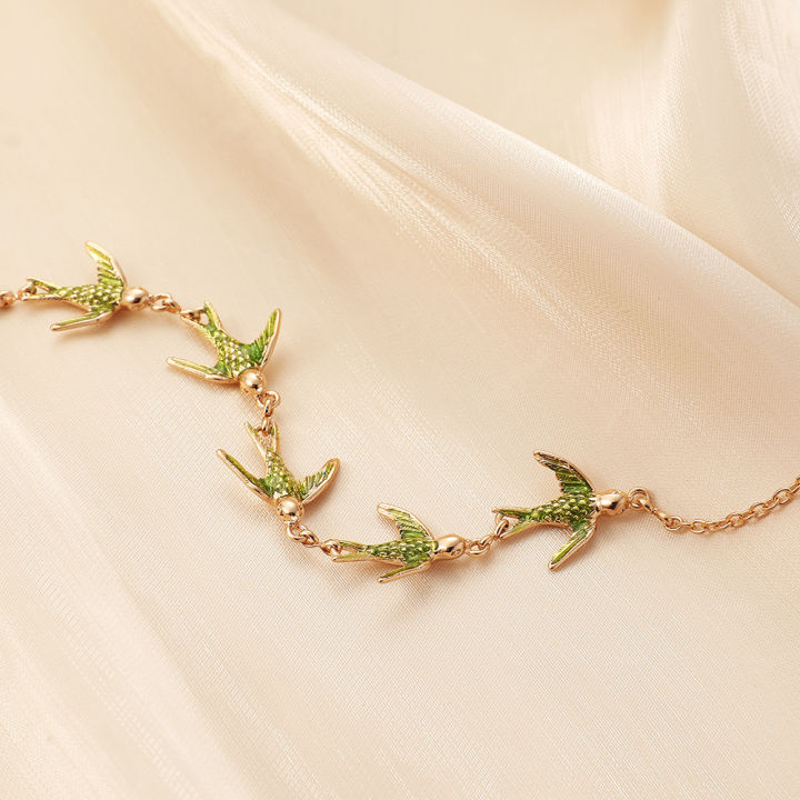 Forest%20Department%20Small%20Fresh%20Drip%20Oil%20Little%20Bird%20Clavicle%20Chain%20Sweet%20and%20Cute%20Little%20Swallow%20Necklace%20Creative%20Pastoral%20Style%20Necklace%20Wholesale%20-%20Image%203