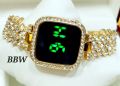Exclusive Screen Touch LED Display Stainless steel All Material Diamond Card Stone Fashionable Women Watch. 