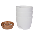 3Pack 6.5Inch Self Watering Pots for Indoor Plants,Flower Pots Planter with Drainage Holes and Wick Rope Durable ,White.