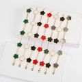 ALINFA Luxury Large Five-leaf Flower Four-leaf Clover Bracelet Gold Silver Bracelet Natural Stone Shell Bracelet Charm Bracelet.