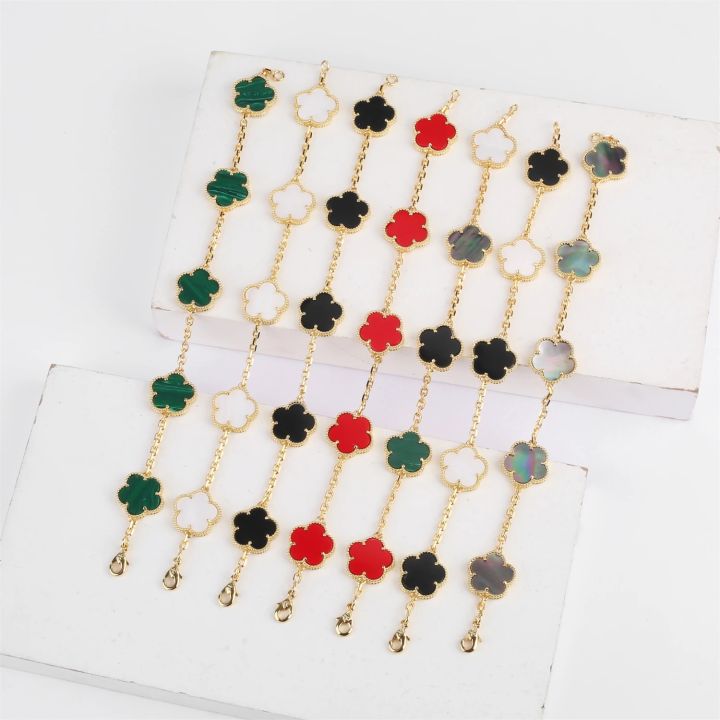 ALINFA%20Luxury%20Large%20Five-leaf%20Flower%20Four-leaf%20Clover%20Bracelet%20Gold%20Silver%20Bracelet%20Natural%20Stone%20Shell%20Bracelet%20Charm%20Bracelet%20-%20Image%203