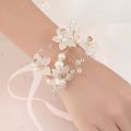 Wrist flower Pearl Crystal Corsage Bridesmaid Children Hand Flower Marriage Beautiful Bride Wedding Bracelets Girls Jewelry. 
