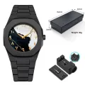 Time Lover's Arabic Watch Waterproof Men's Quartz Watch Black PC Plastic watch for men - Aura Arabic Watch - Black.
