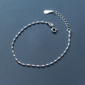 WANTME Real 925 Sterling Silver Simple Geometric Square Cuban Chain Charm Bracelet for Fashion Women Chic Jewelry Accessories.