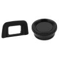 【Lejia】Black Rubber Wrapped Plastic Eyecup for Nikon & Black Plastic Camera Body Cover Rear Lens Cap. 